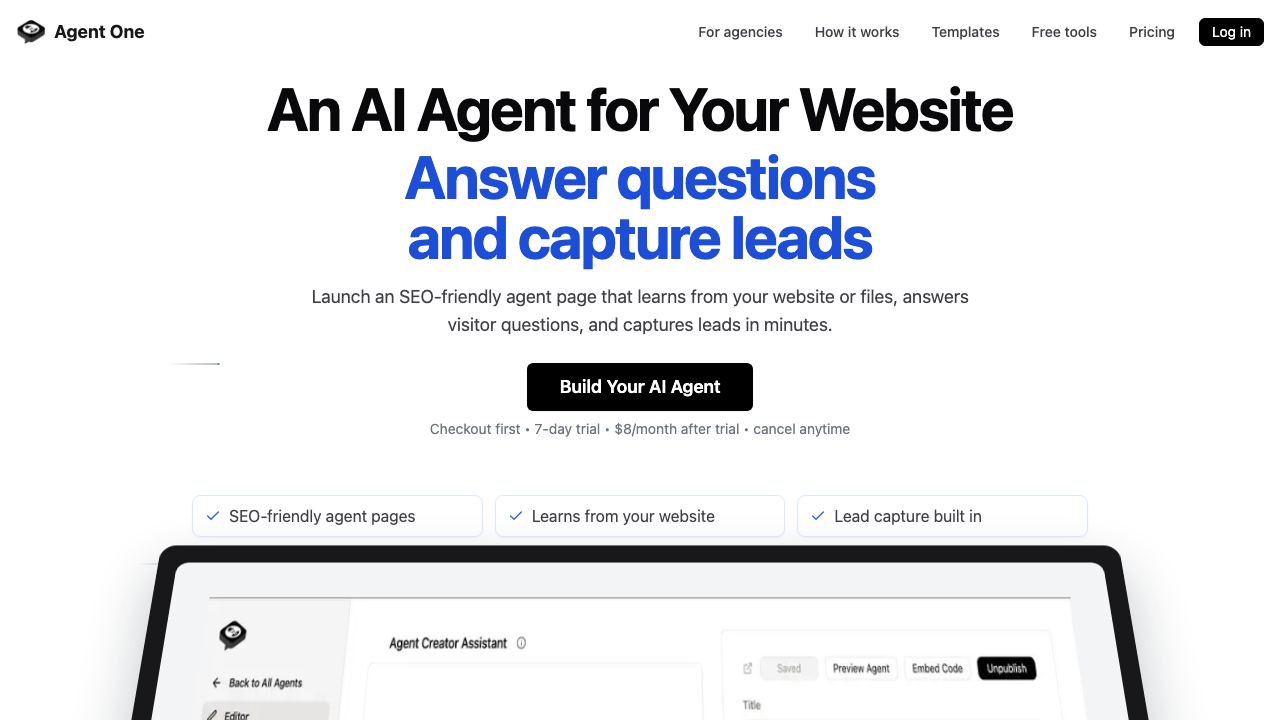 Agent One 网站截图