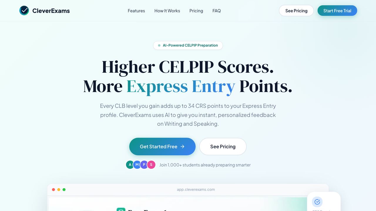CleverExams 网站截图
