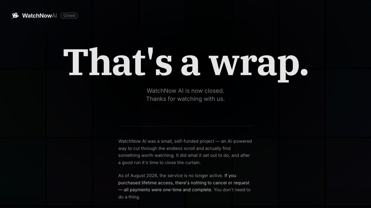 WatchNow AI 网站截图