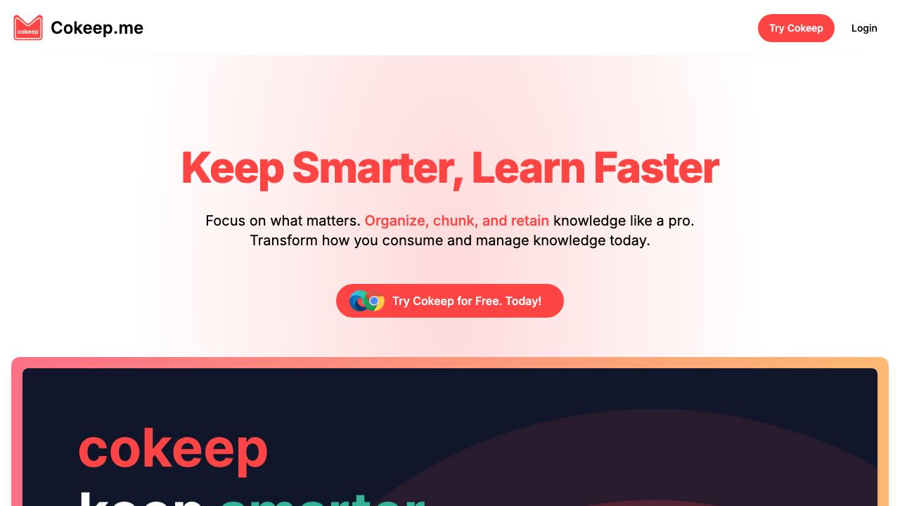 Cokeep website screenshot