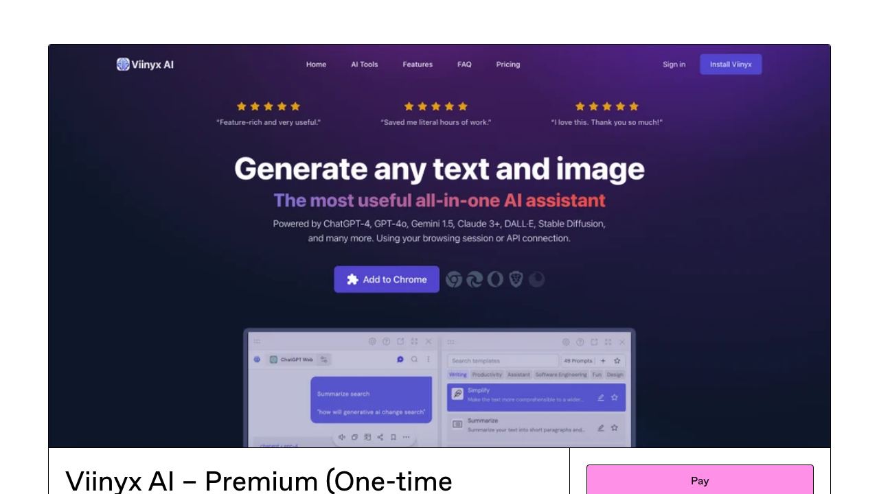 Viinyx AI - Browser Extension 网站截图