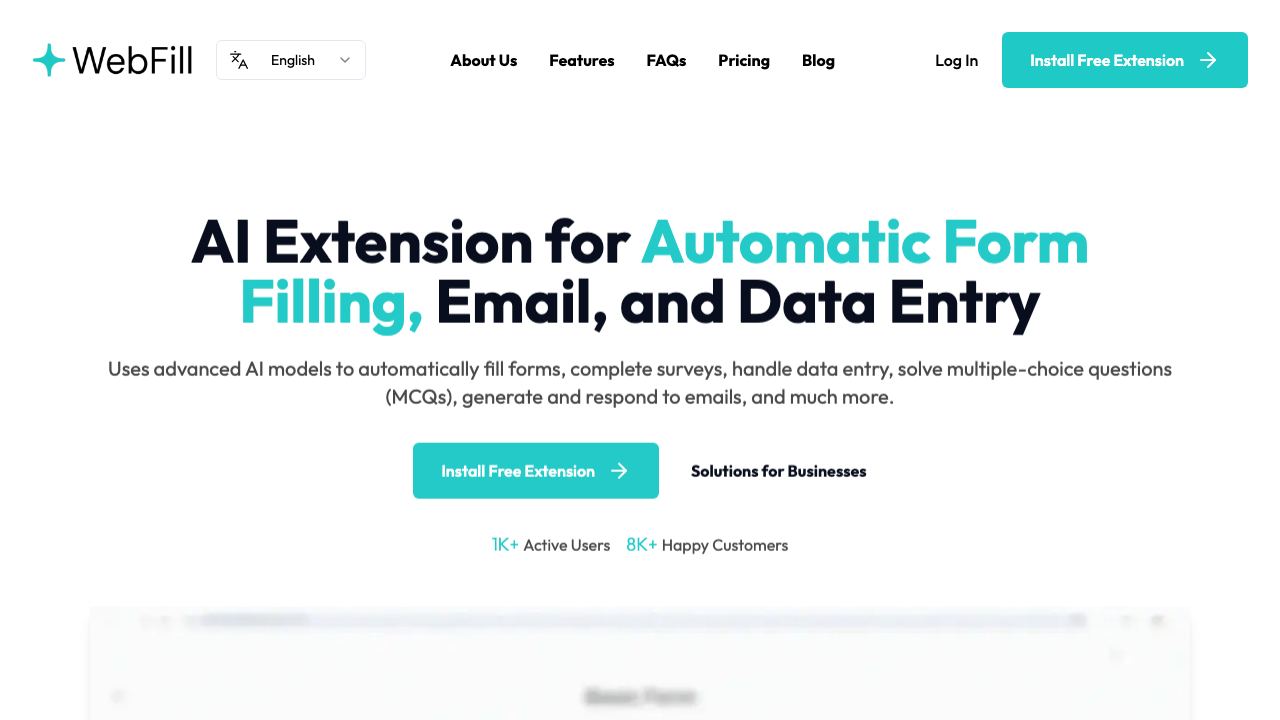 WebFill website screenshot