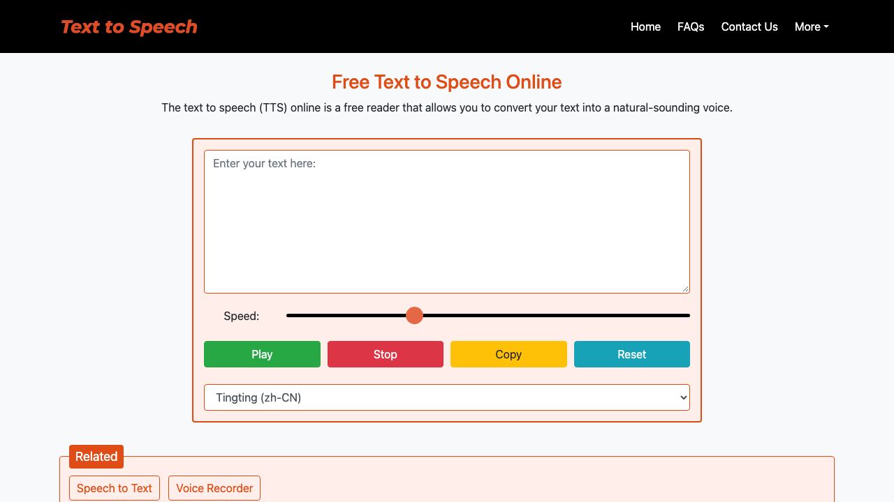 text-speech.net website screenshot