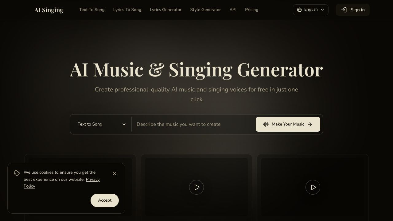 AI Singing 网站截图