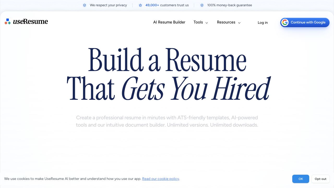 UseResume AI 网站截图