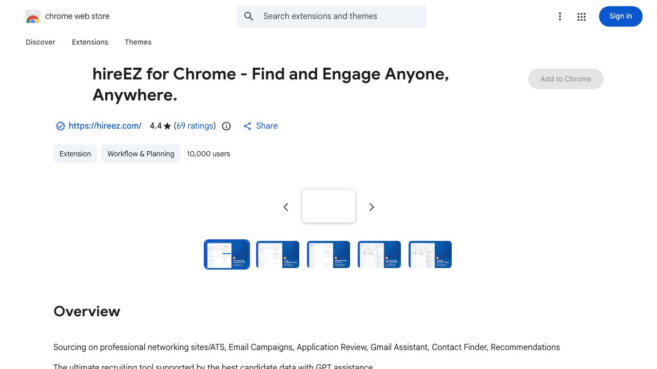 hireEZ for Chrome - Find and Engage Anyone, Anywhere. website screenshot