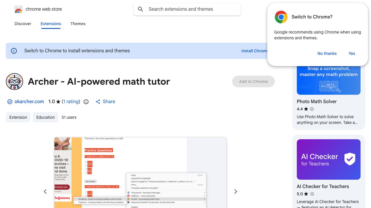 Archer - AI-powered math tutor 网站截图