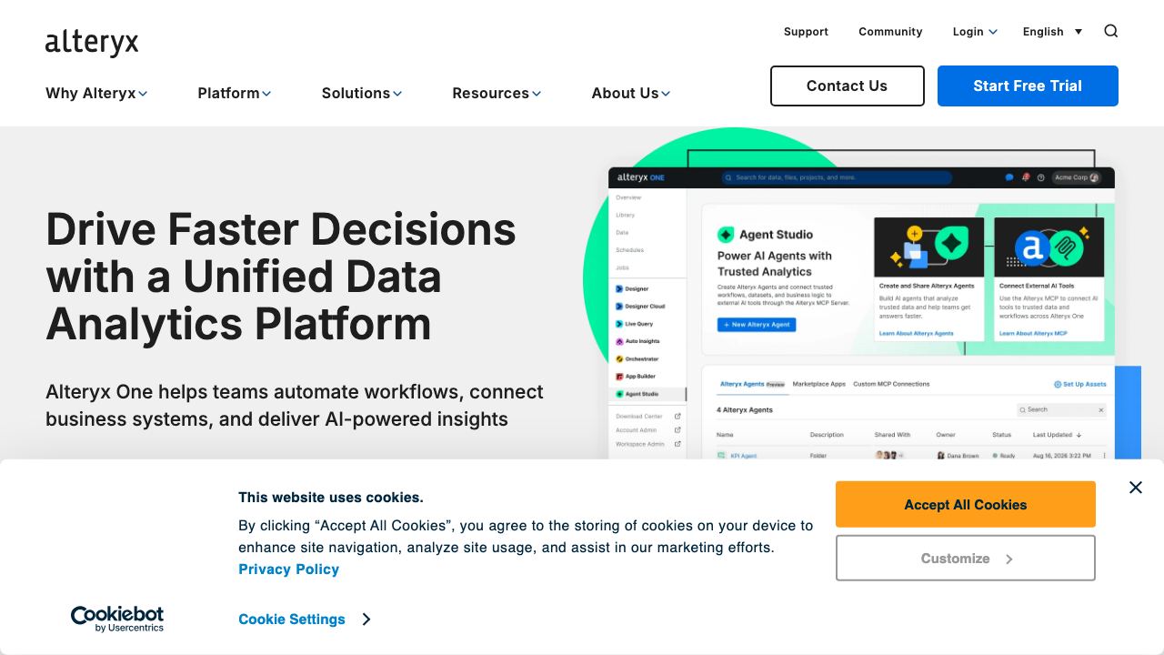 Alteryx 网站截图