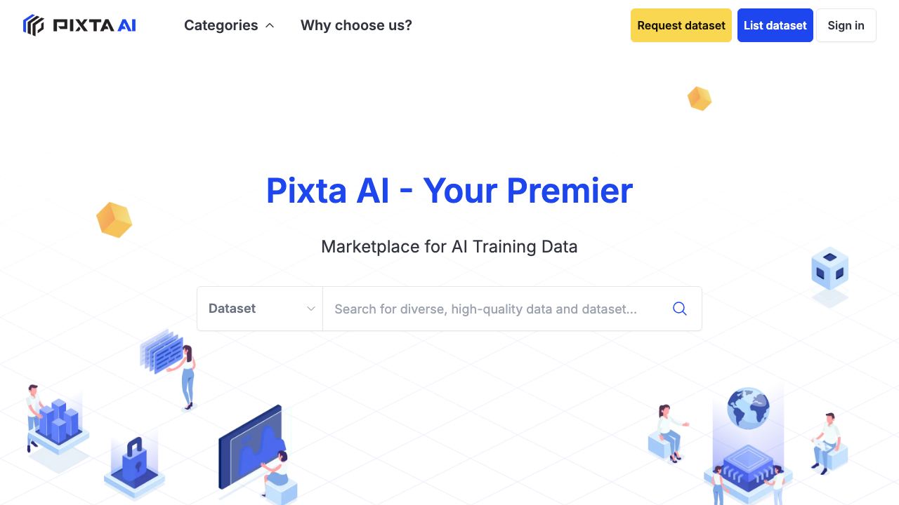 PIXTA AI - AI/ML Training data service 网站截图