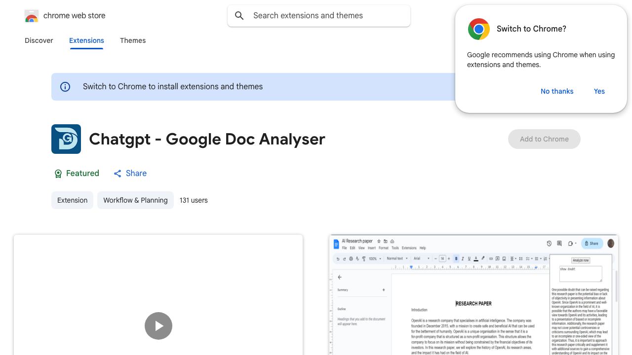 Chatgpt - Google Doc Analyser 网站截图