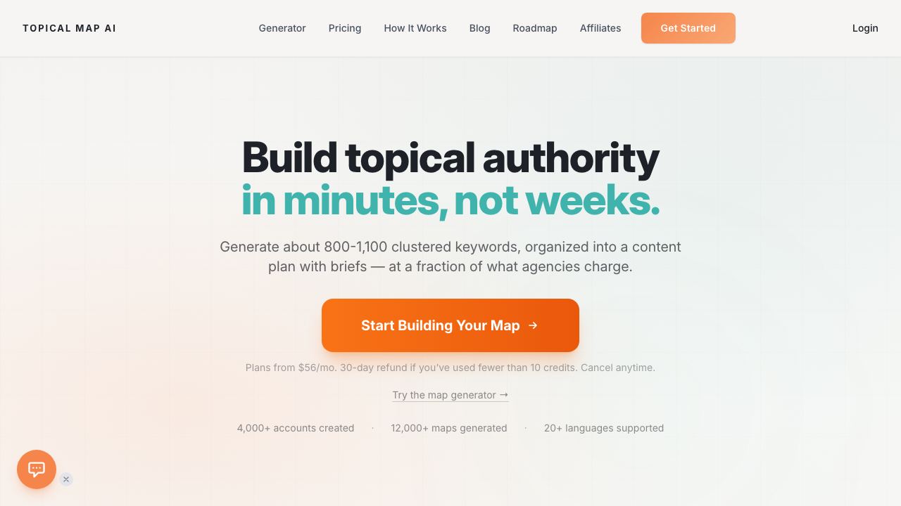 Topical Map AI website screenshot
