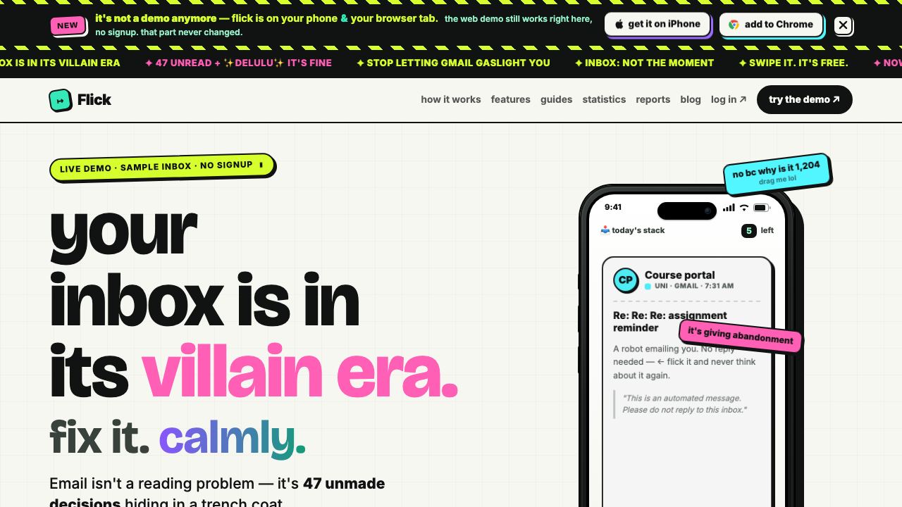 Flick website screenshot