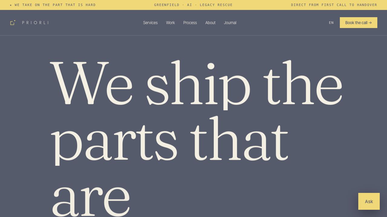 Priorli website screenshot
