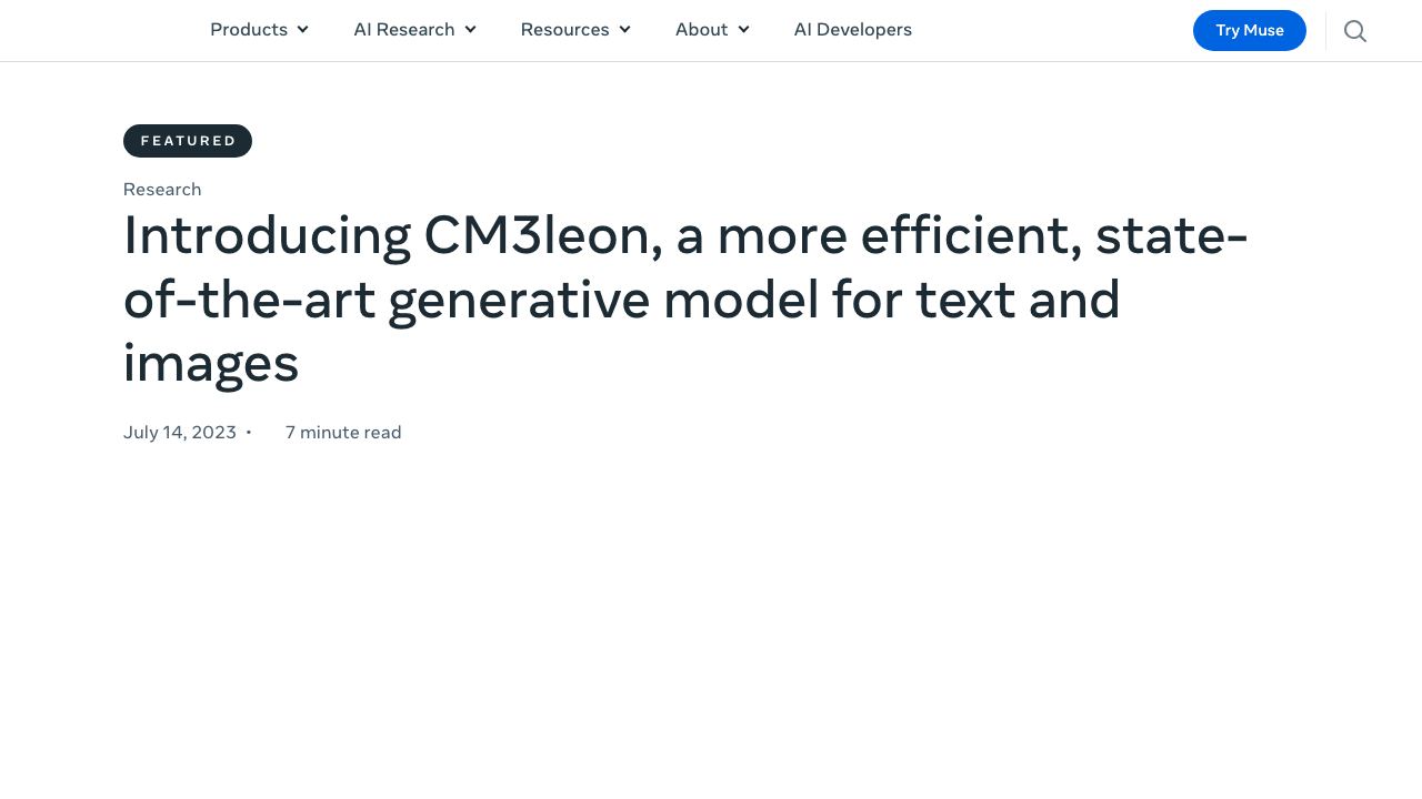 CM3leon by Meta website screenshot