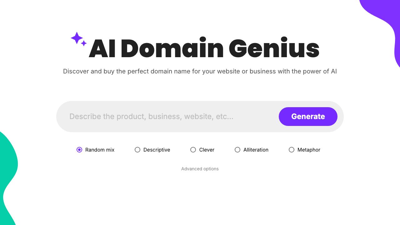 AI Domain Genius 网站截图