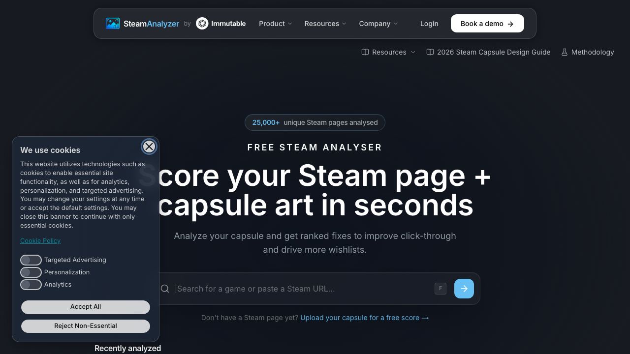 SteamAnalyser website screenshot