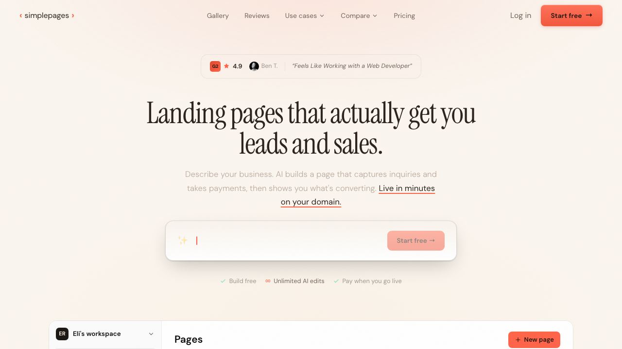 SimplePages website screenshot