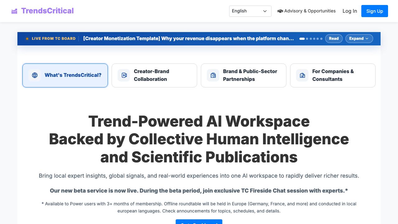 Trends Critical AI 网站截图