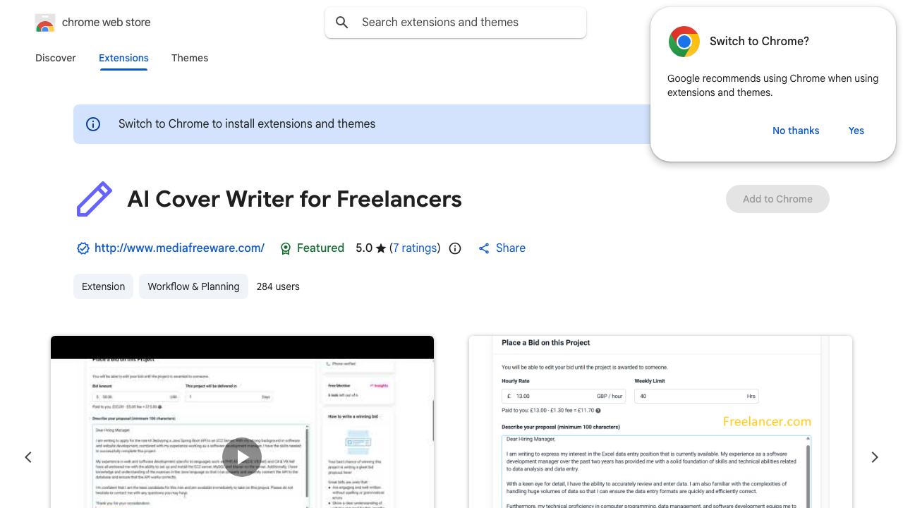 AI Cover Writer for Freelancers 网站截图