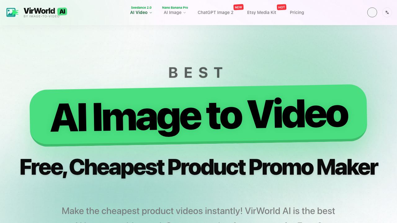 Best AI Image to Video | Free, Cheapest Product Promo Maker 网站截图