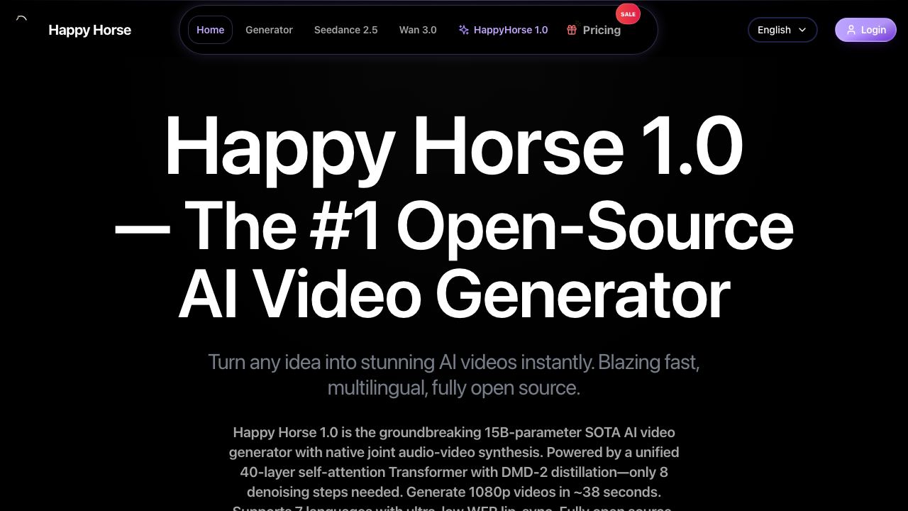 Happy Horse-1.0 AI 网站截图