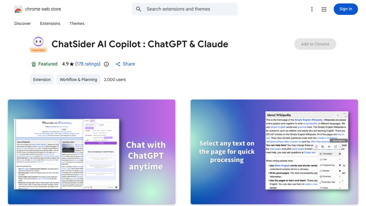 ChatSider AI Copilot : ChatGPT & Claude 网站截图