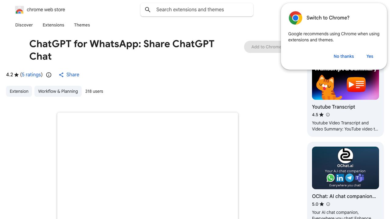 ChatGPT for WhatsApp: Share ChatGPT Chat 网站截图