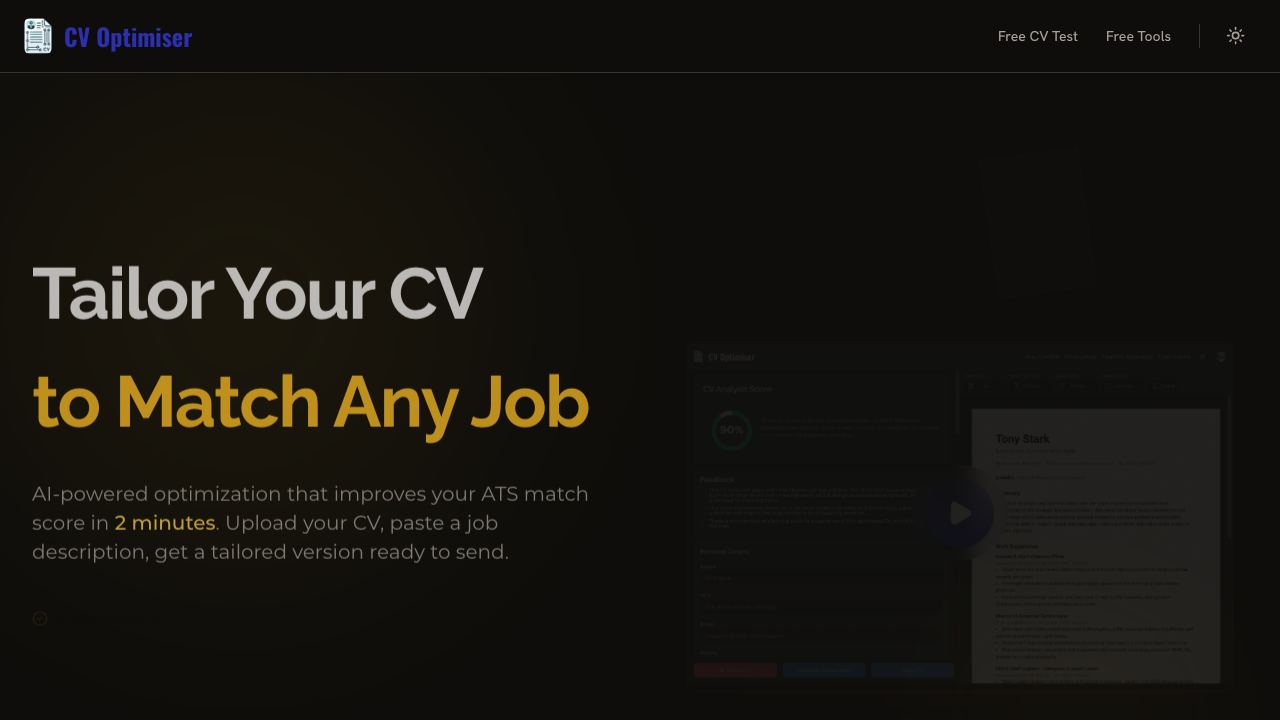 CV Optimiser 网站截图