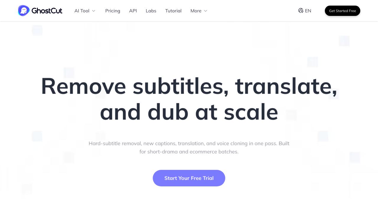 GhostCut 网站截图