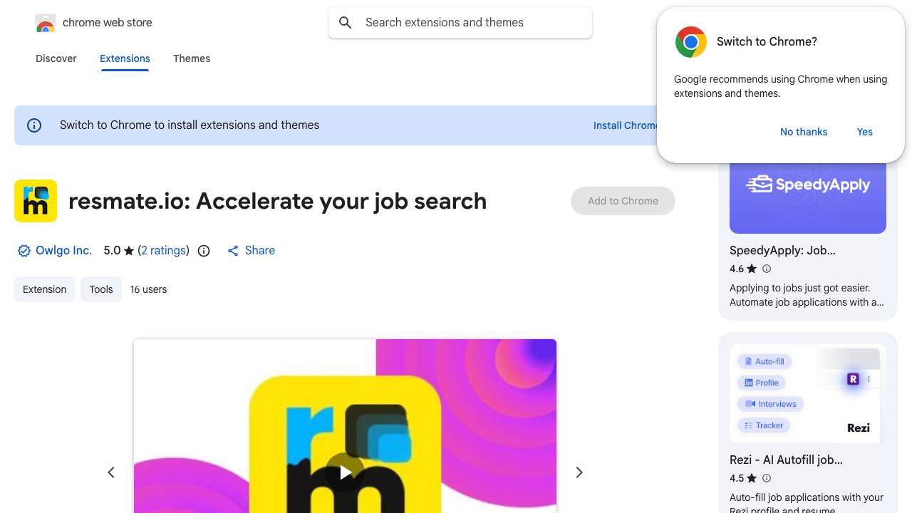 resmate.io: Accelerate your job search 网站截图