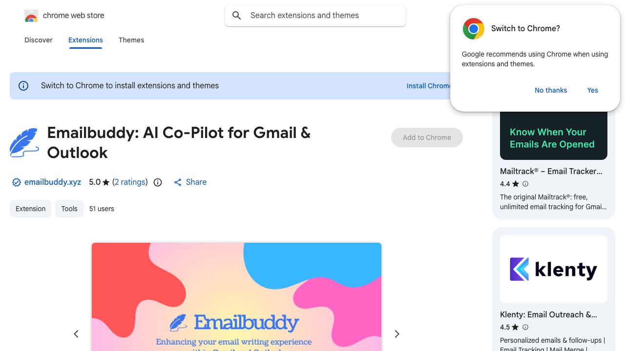 Emailbuddy: AI Co-Pilot for Gmail & Outlook website screenshot