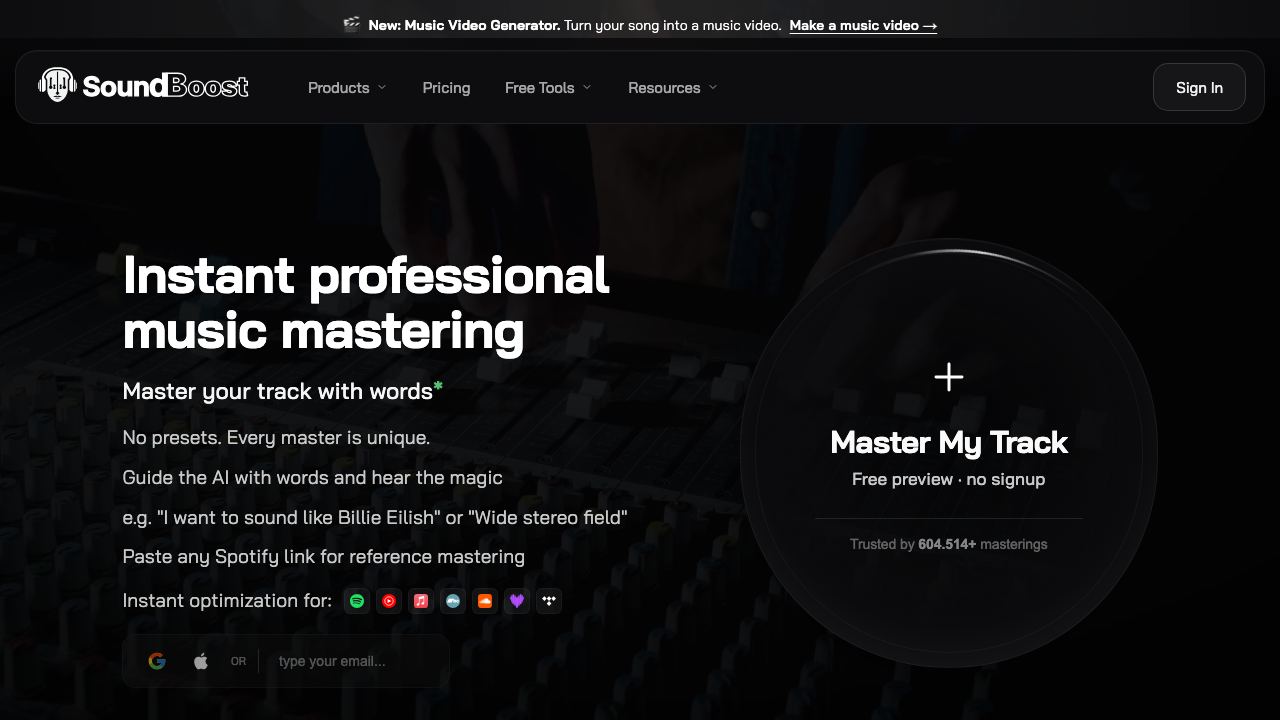 SoundBoost 网站截图