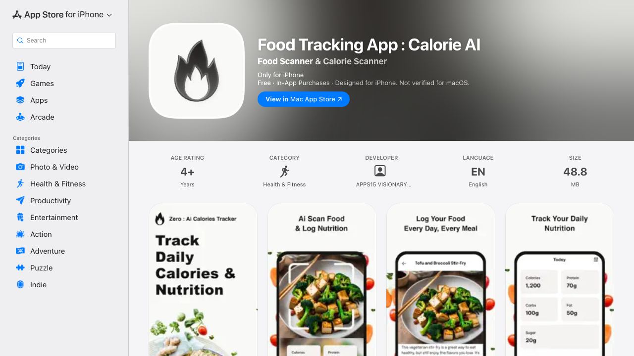 Ai Calories Tracker & Scanner 网站截图