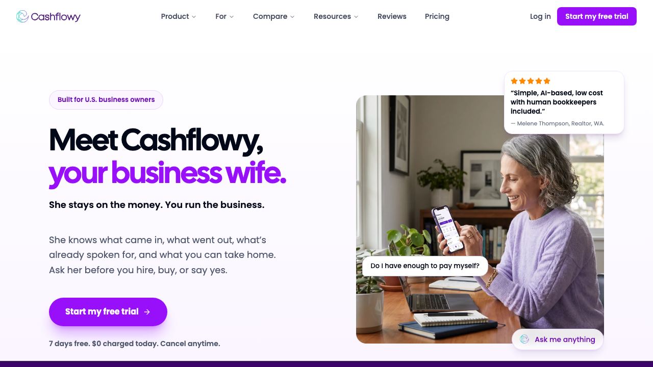 Cashflowy website screenshot
