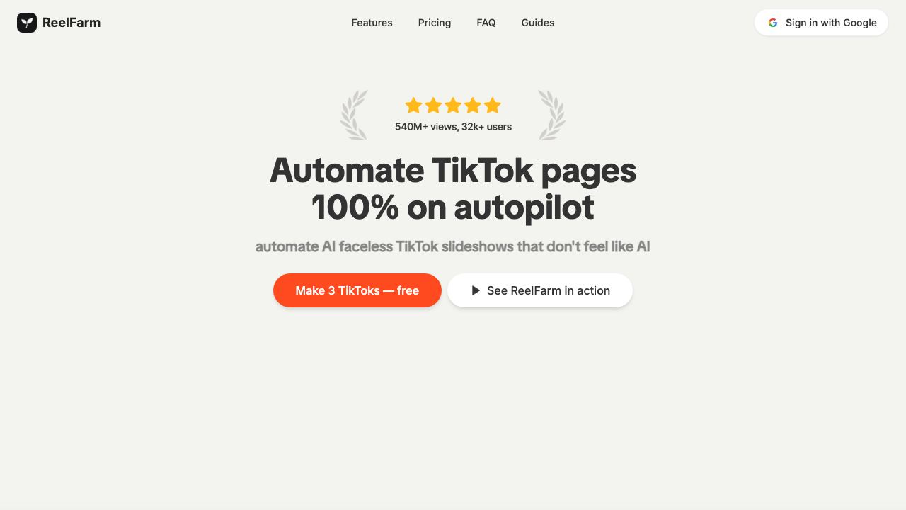 ReelFarm website screenshot