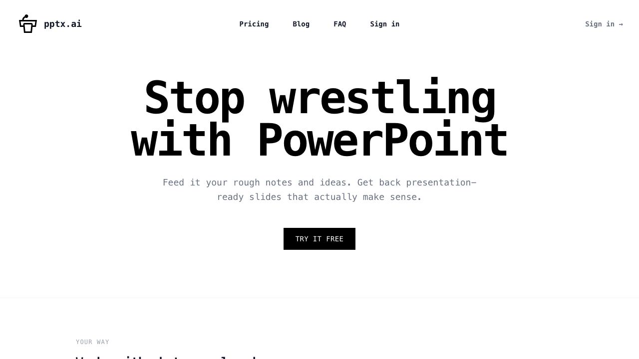 PPTX.ai 网站截图