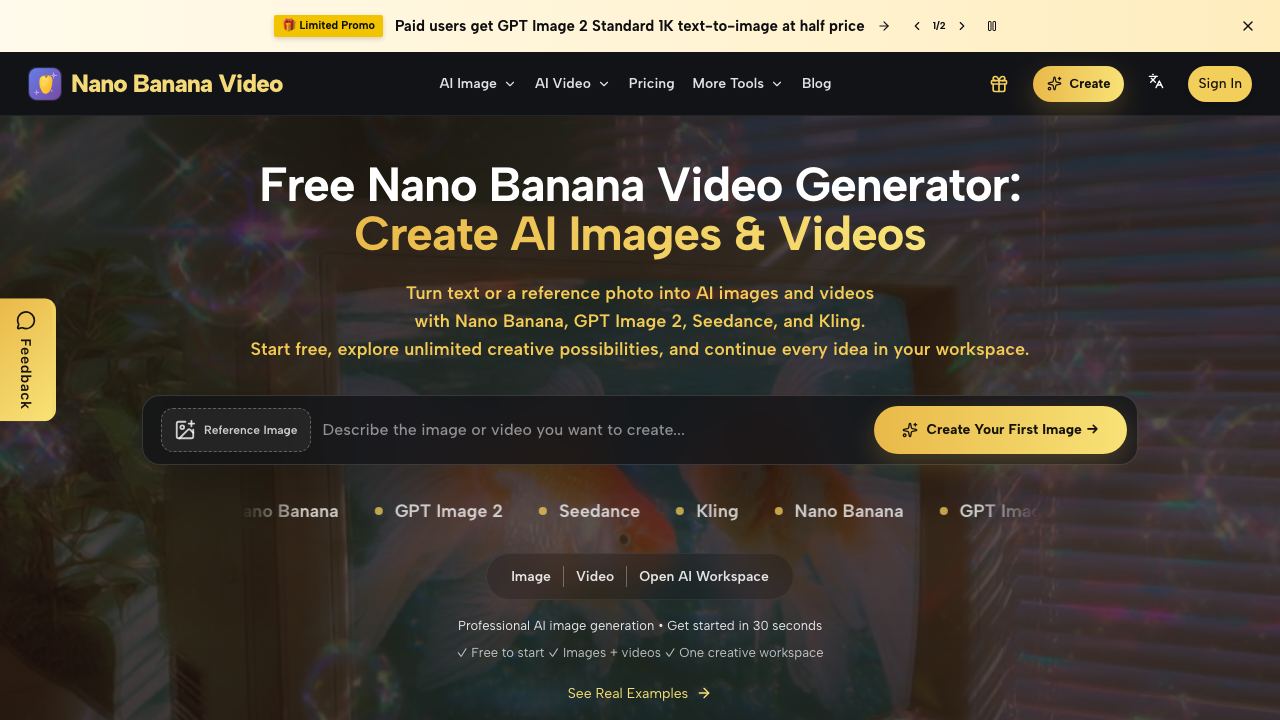 Nano Banana Video 网站截图