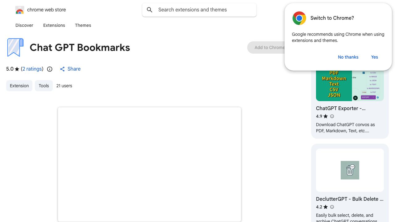 Chat GPT Bookmarks 网站截图