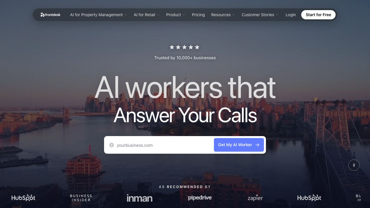 My AI Front Desk website screenshot