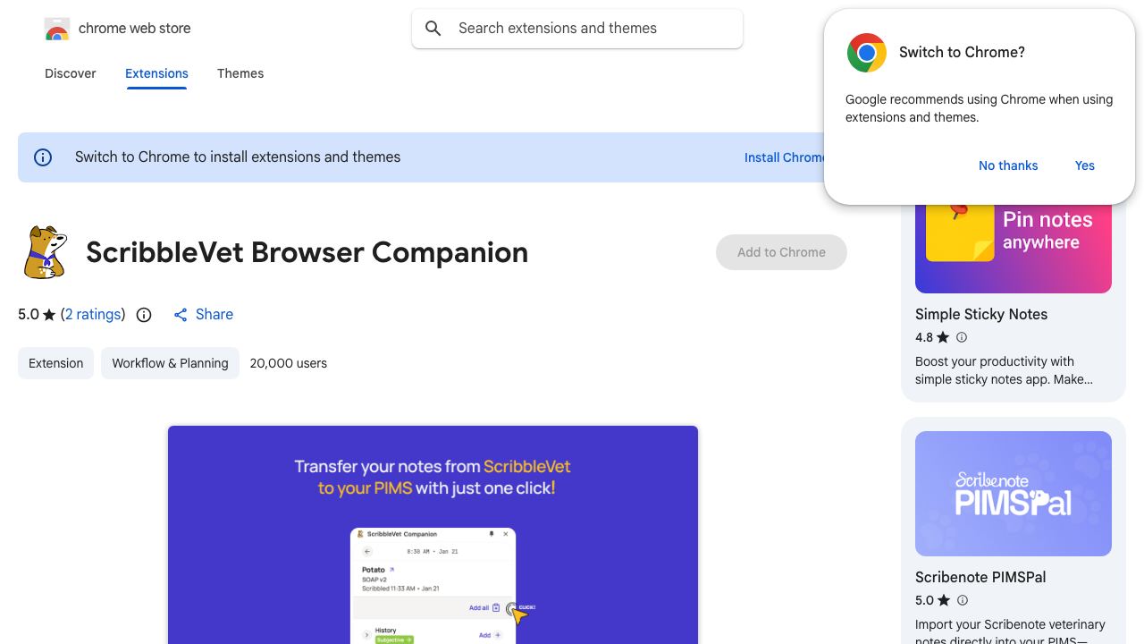 ScribbleVet Browser Companion 网站截图