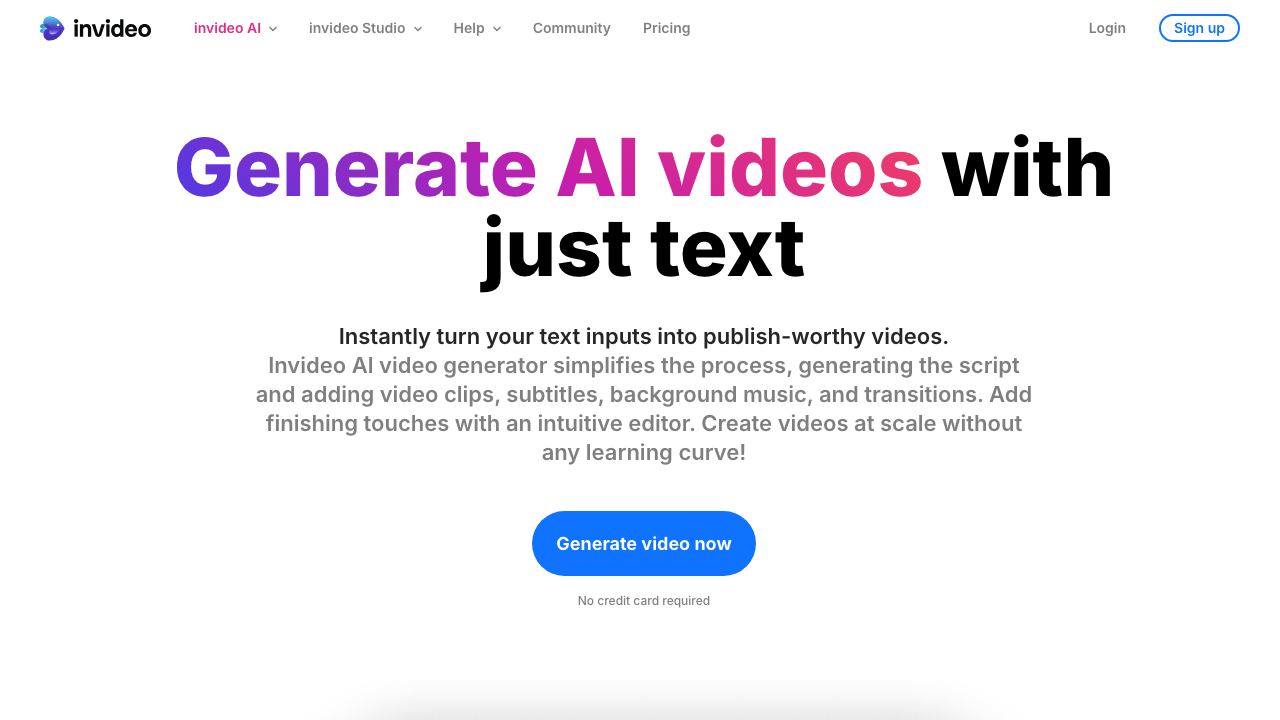 invideo website screenshot