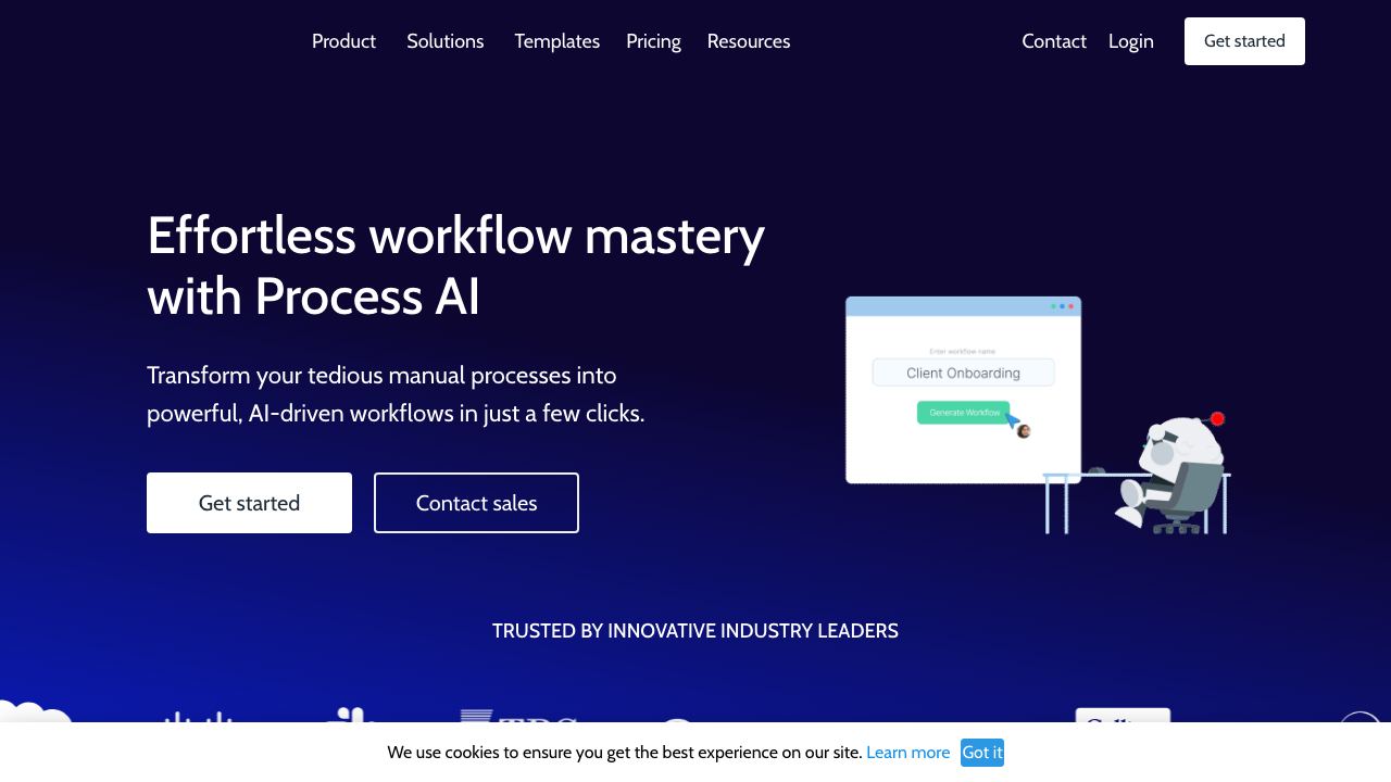 Process AI website screenshot