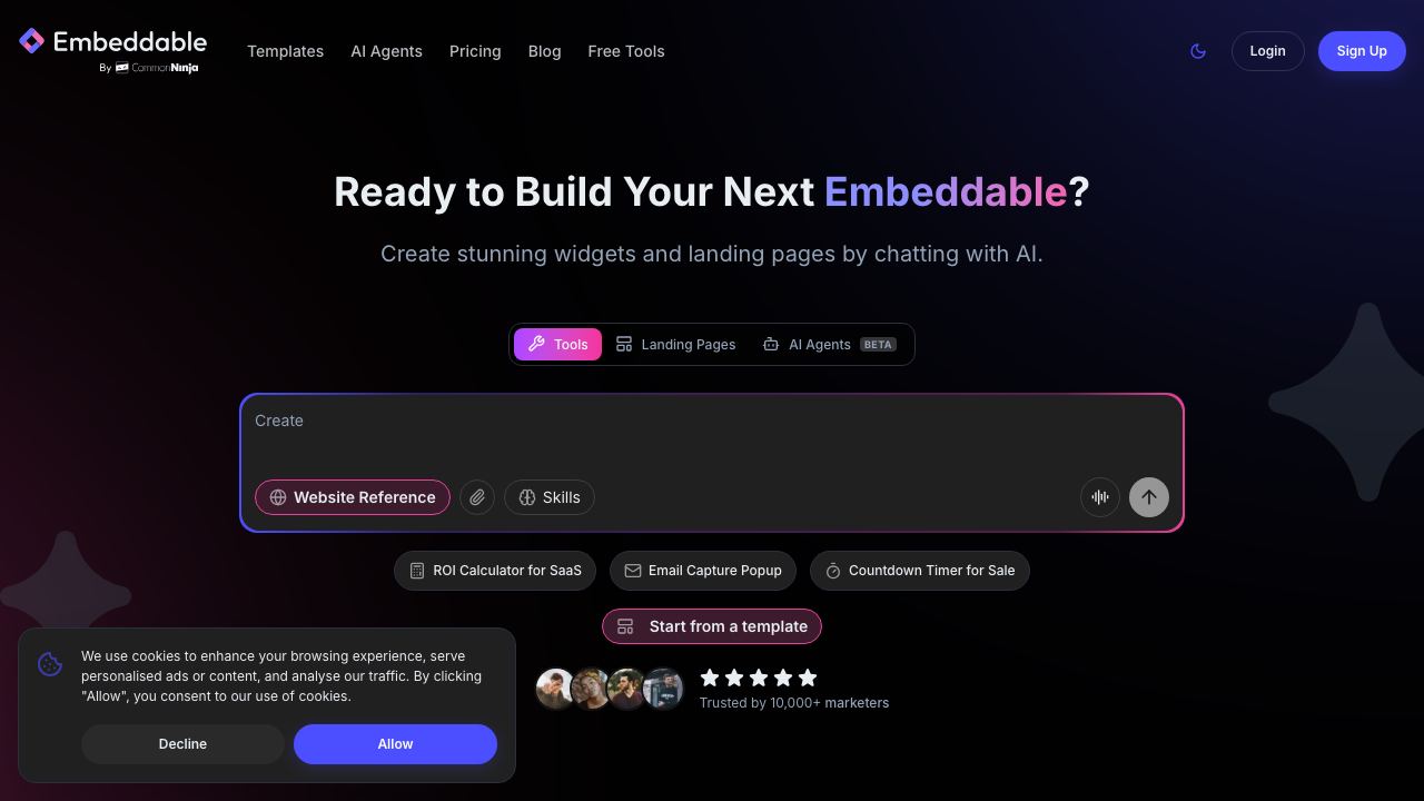 Embeddable 网站截图