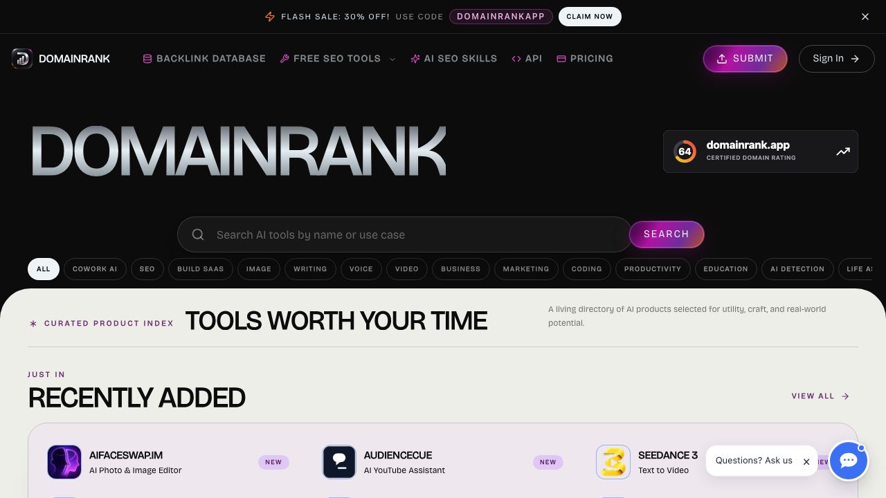 Domain Rank App 网站截图