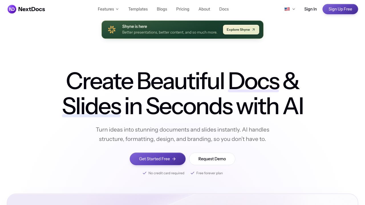 NextDocs website screenshot