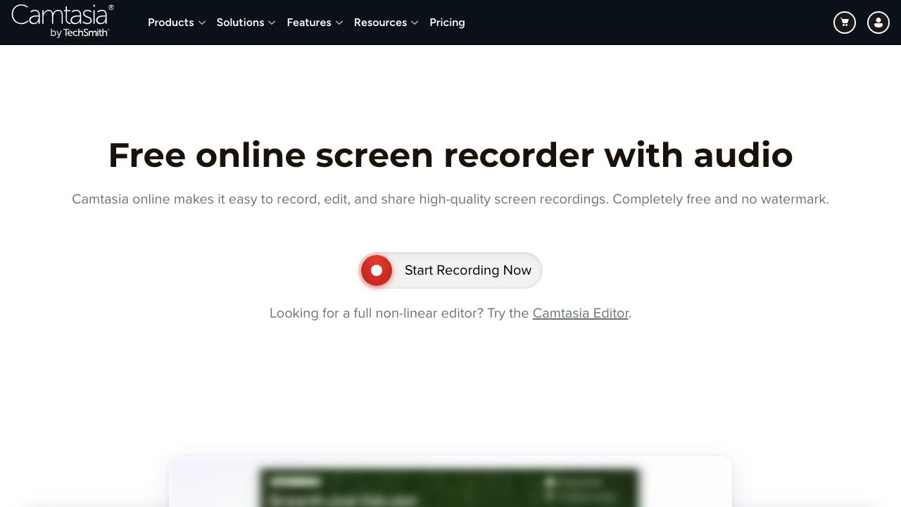 Camtasia online 网站截图