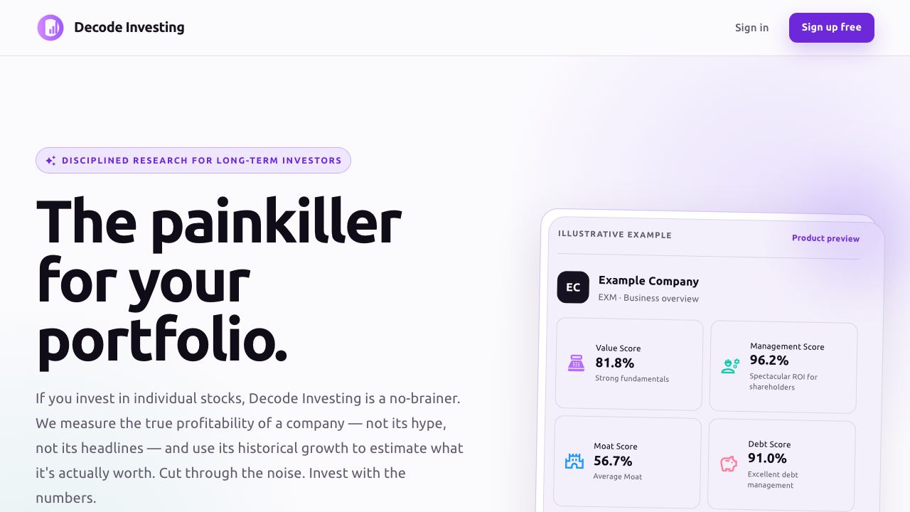 Decode Investing 网站截图