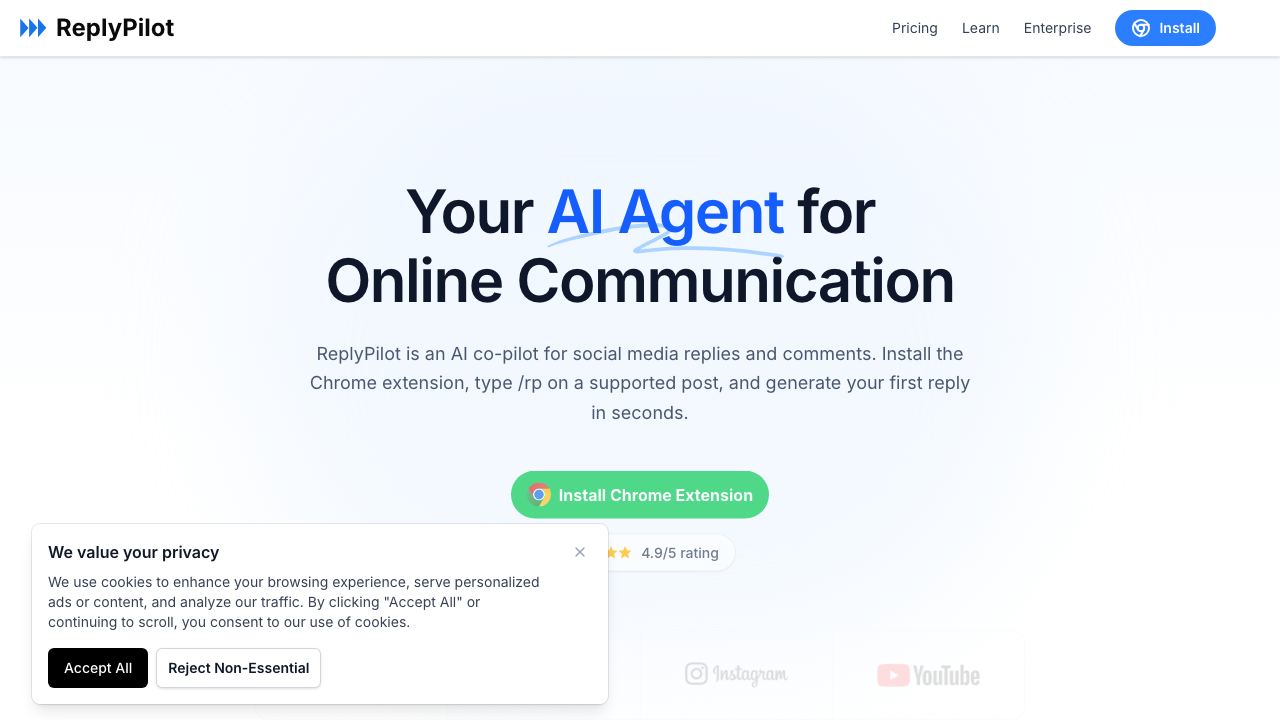 ReplyPilot website screenshot