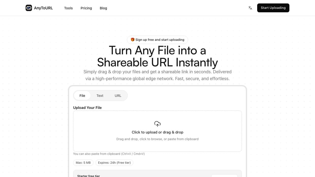 AnyToURL website screenshot