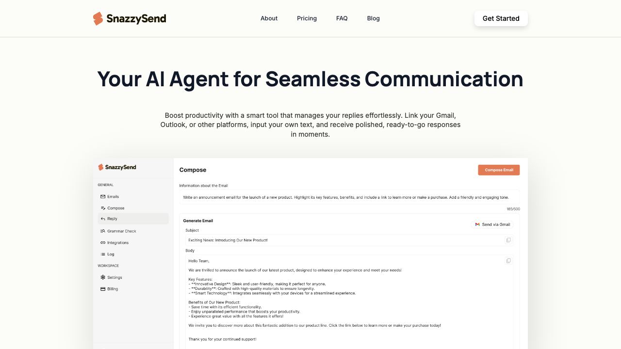 Snazzy Send 网站截图